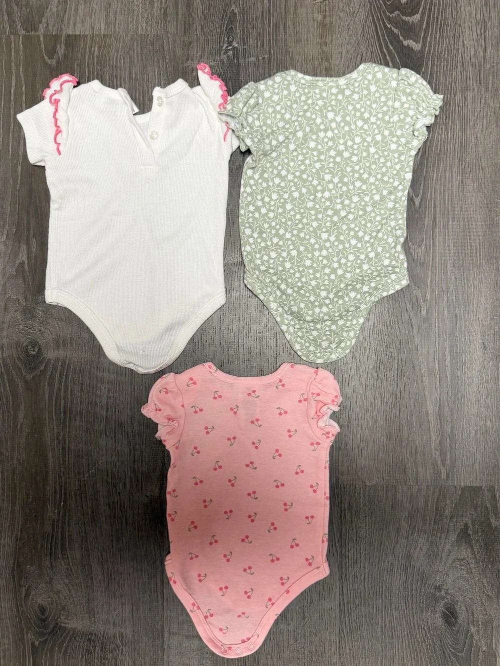 Nicole Miller Baby Girls 3-Pack One-Piece Bodysuits - White, Sage, Pink